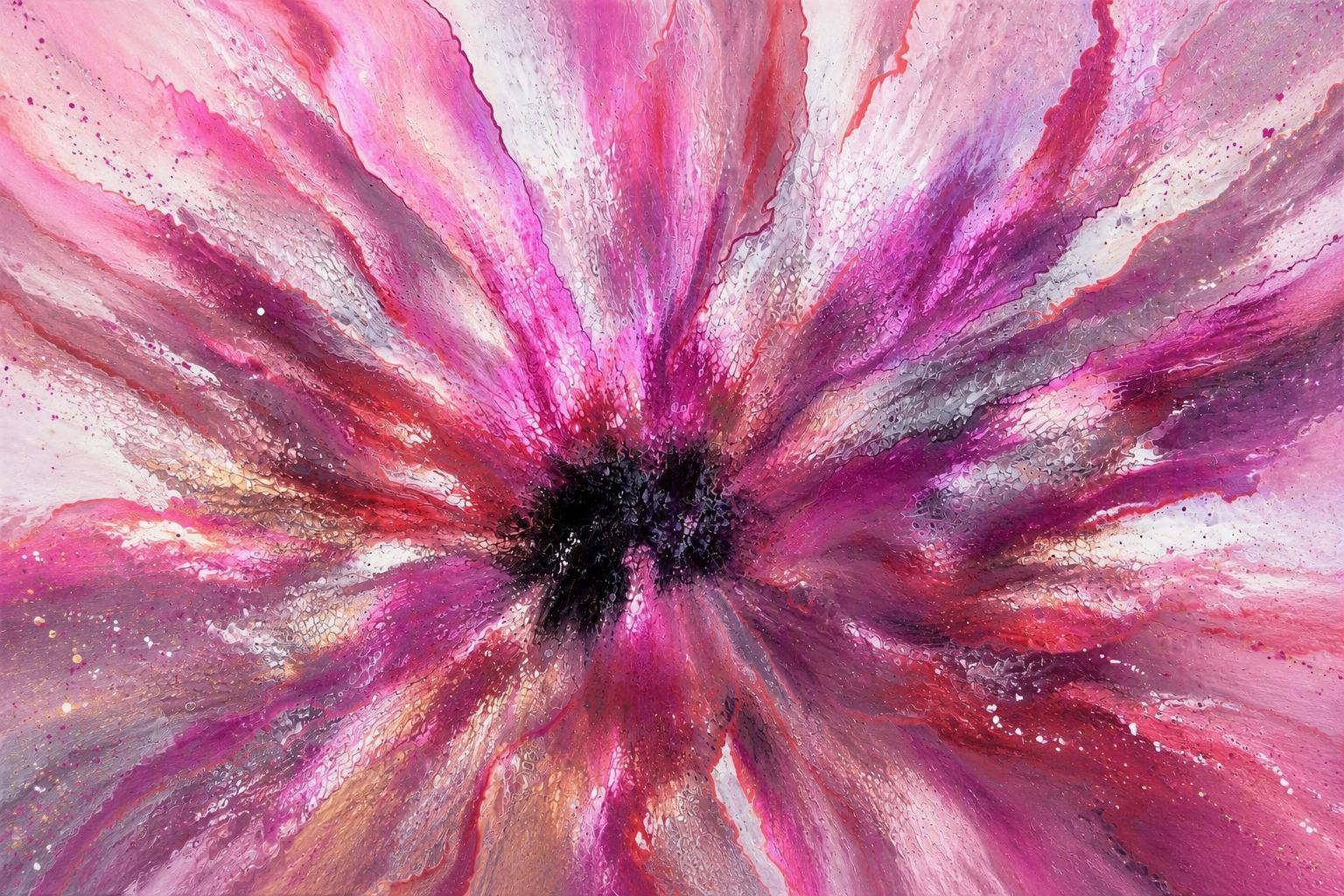 Blush Awakening - pour painting by Chris Broussard